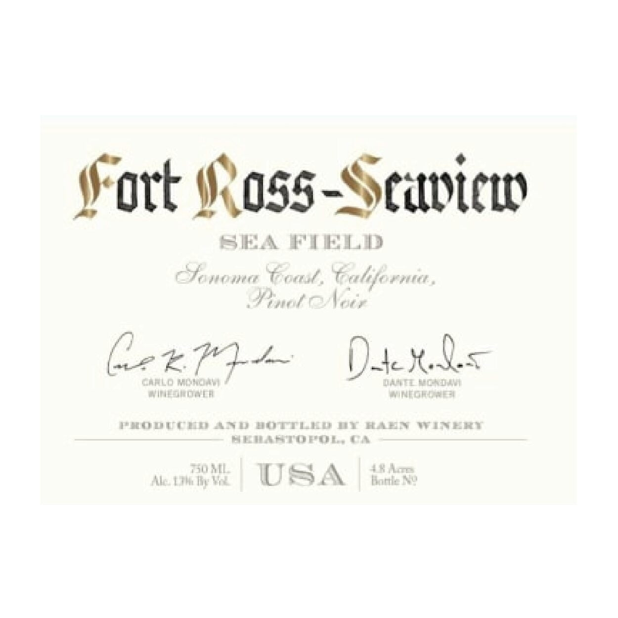 Raen Winery Fort Ross Seaview Sea Field Vineyard Pinot Noir 2020