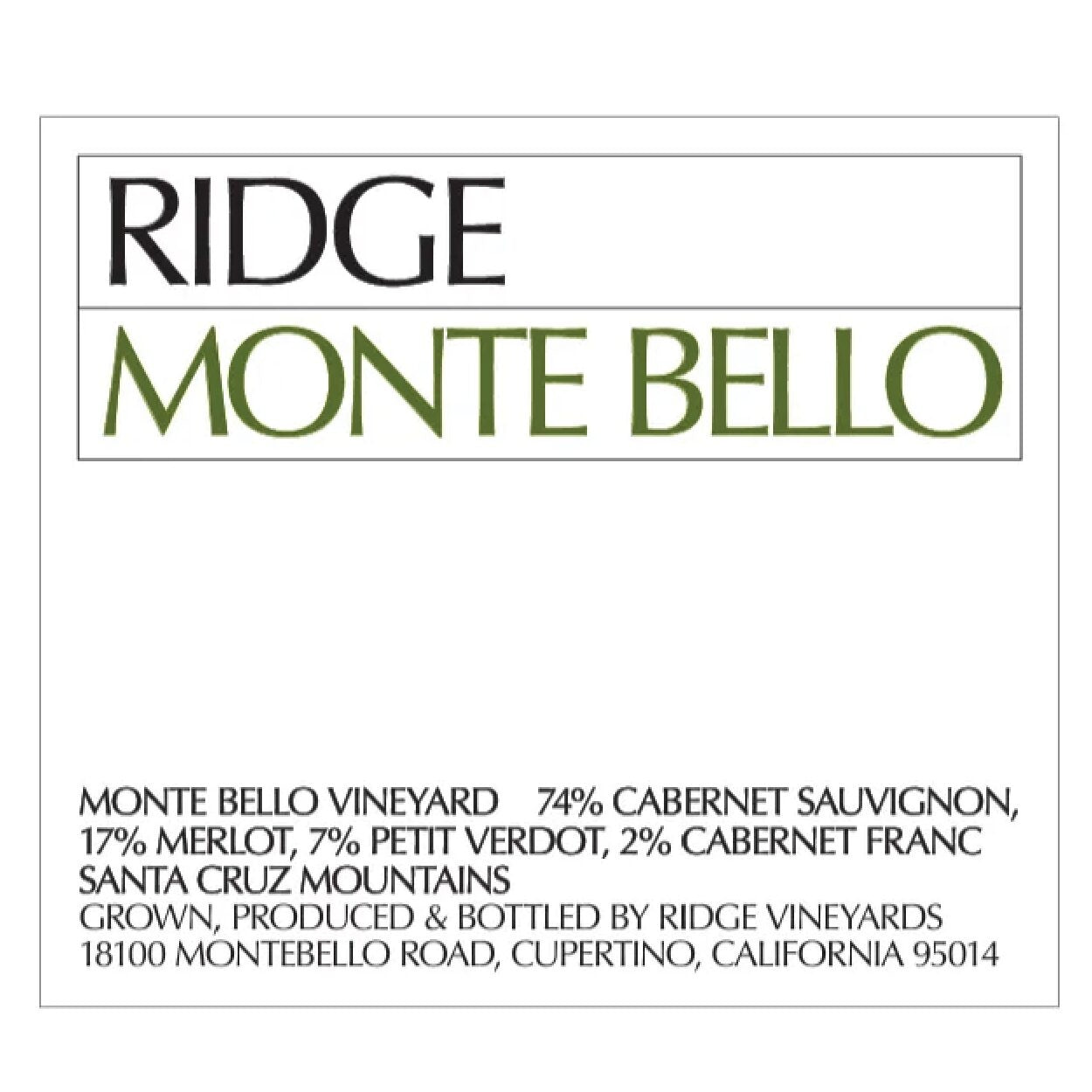 Ridge Monte Bello 2017